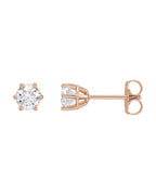 Brinco Ponto de Luz Redondo Seis Garras em Ouro 14k com Diamantes Naturais