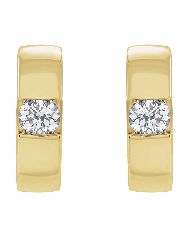 Brinco Huggie Cravejado em Ouro 14k com Diamantes de Laboratório – Modelo 2
