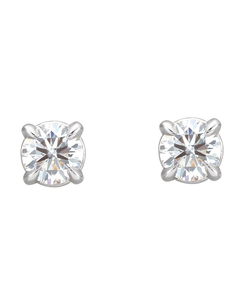 Brinco Ponto de Luz Redondo Quatro Garras Coquetel em Ouro 14k com Diamantes Naturais