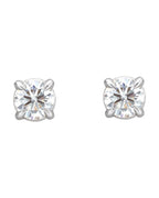 Brinco Ponto de Luz Redondo Quatro Garras Coquetel em Ouro 14k com Diamantes Naturais