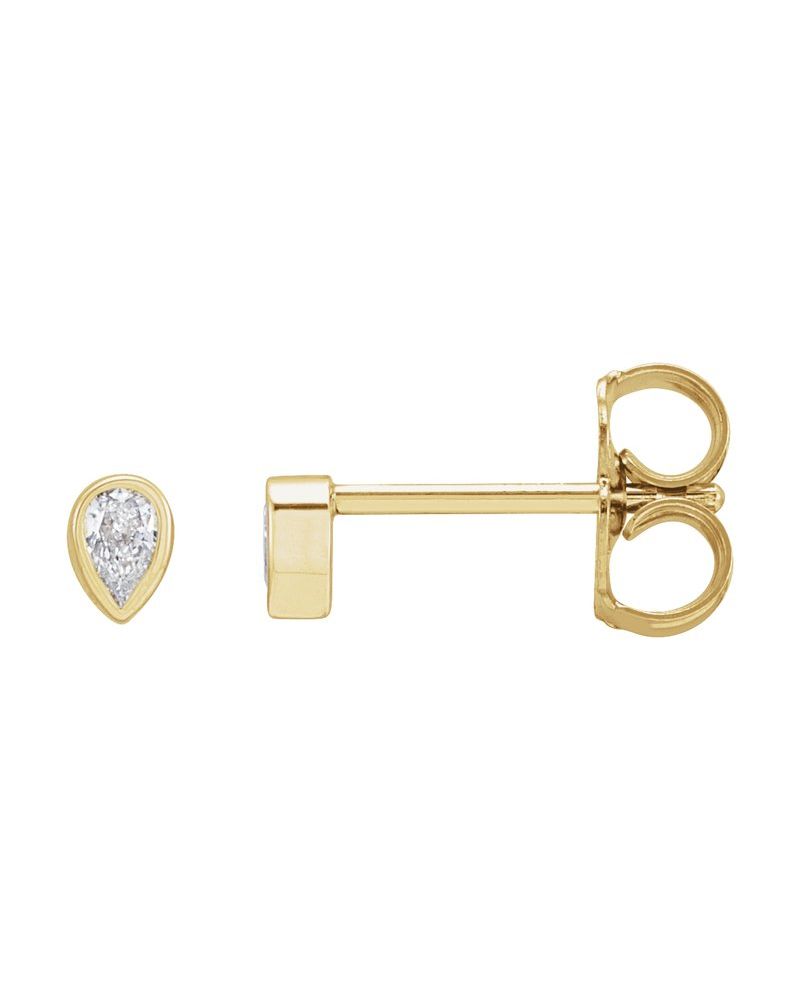Brinco Ponto de Luz Gota com Cravação Bezel em Ouro 14k com Diamantes Naturais