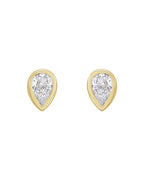 Brinco Ponto de Luz Gota com Cravação Bezel em Ouro 14k com Diamantes Naturais