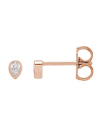 Brinco Ponto de Luz Gota com Cravação Bezel em Ouro 14k com Diamantes Naturais