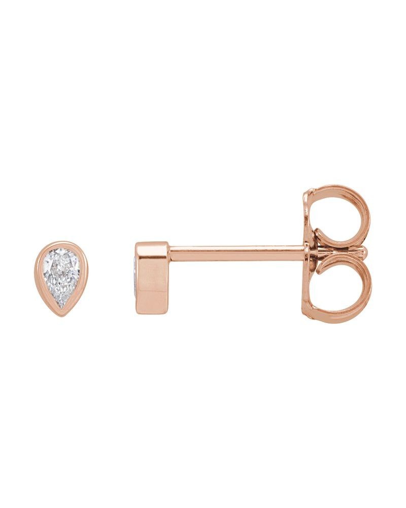 Brinco Ponto de Luz Gota com Cravação Bezel em Ouro 14k com Diamantes Naturais