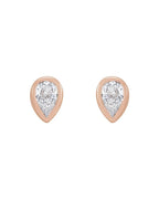 Brinco Ponto de Luz Gota com Cravação Bezel em Ouro 14k com Diamantes Naturais