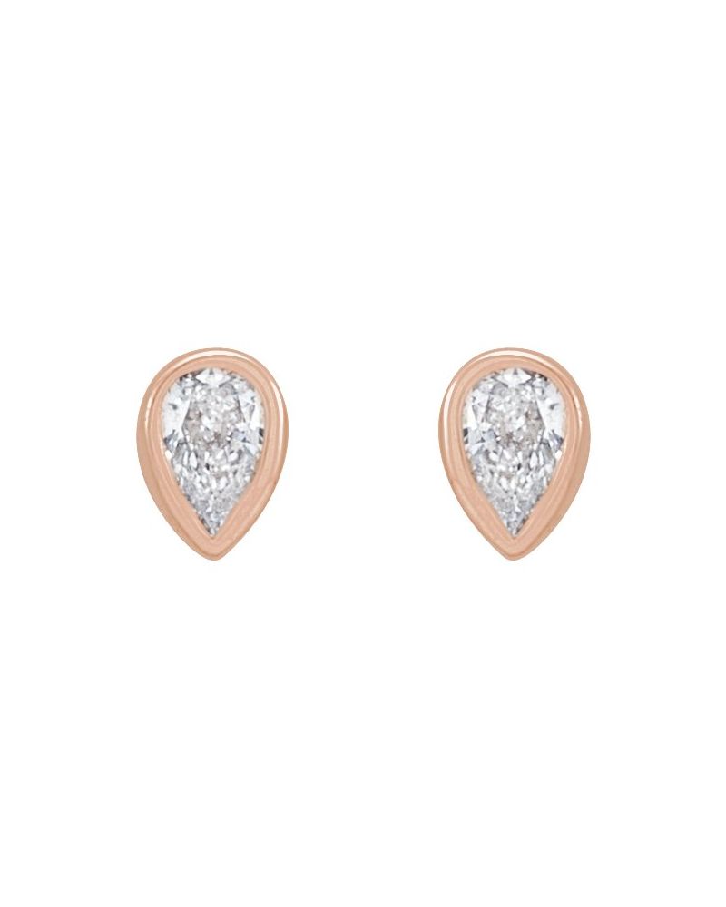 Brinco Ponto de Luz Gota com Cravação Bezel em Ouro 14k com Diamantes Naturais