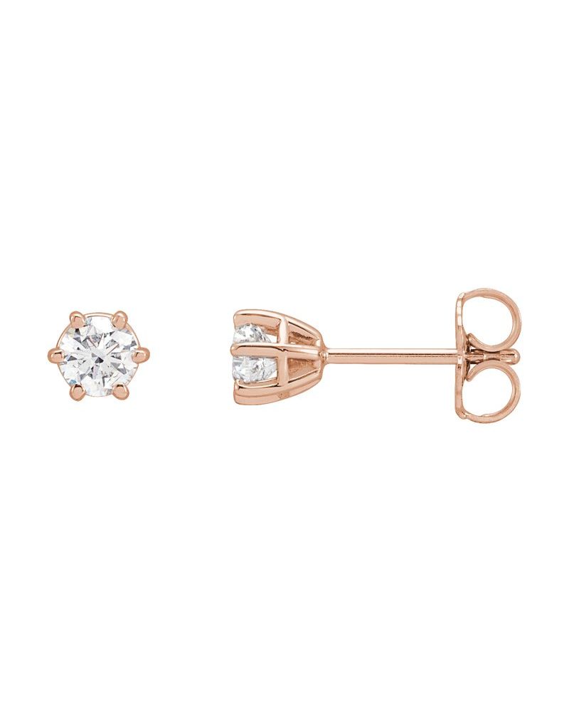 Brinco Ponto de Luz Redondo Seis Garras em Ouro 14k com Diamantes Naturais