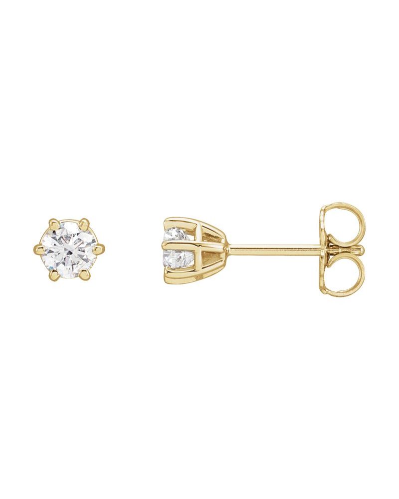 Brinco Ponto de Luz Redondo Seis Garras em Ouro 14k com Diamantes Naturais
