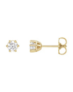 Brinco Ponto de Luz Redondo Seis Garras em Ouro 14k com Diamantes Naturais
