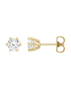 Brinco Ponto de Luz Redondo Seis Garras em Ouro 14k com Diamantes Naturais