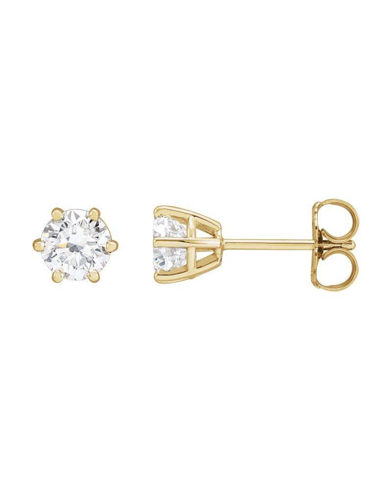 Brinco Ponto de Luz Redondo Seis Garras em Ouro 14k com Diamantes de Laboratório