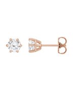 Brinco Ponto de Luz Redondo Seis Garras em Ouro 14k com Diamantes Naturais