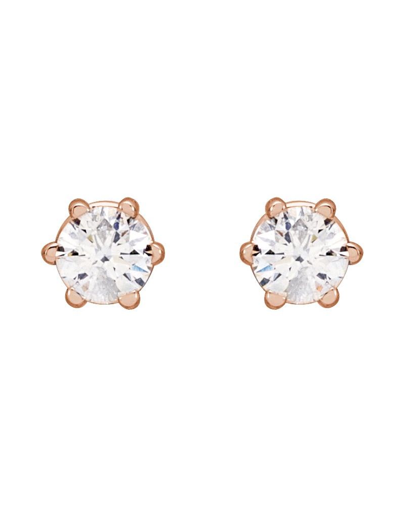 Brinco Ponto de Luz Redondo Seis Garras em Ouro 14k com Diamantes Naturais