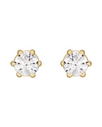 Brinco Ponto de Luz Redondo Seis Garras em Ouro 14k com Diamantes Naturais