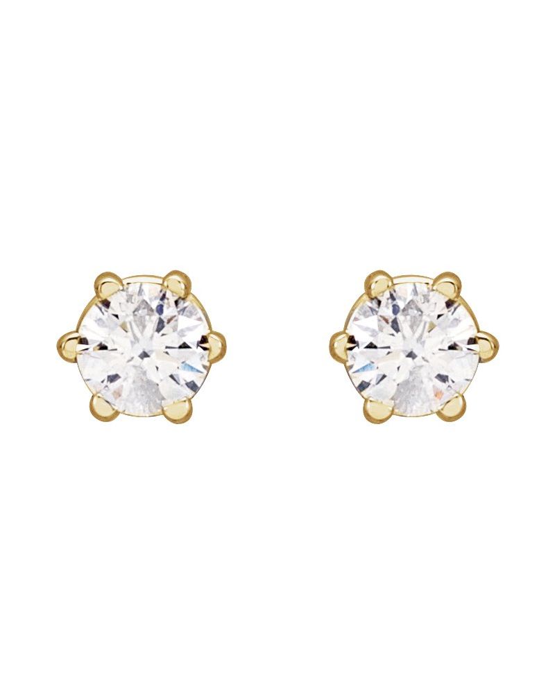 Brinco Ponto de Luz Redondo Seis Garras em Ouro 14k com Diamantes Naturais