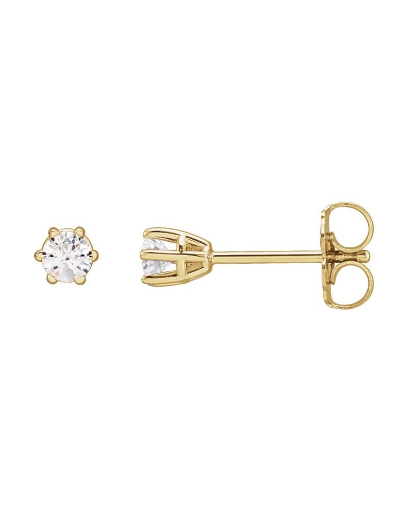 Brinco Ponto de Luz Redondo Seis Garras em Ouro 14k com Diamantes Naturais