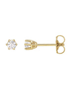 Brinco Ponto de Luz Redondo Seis Garras em Ouro 14k com Diamantes Naturais