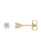Brinco Ponto de Luz Redondo Seis Garras em Ouro 14k com Diamantes Naturais