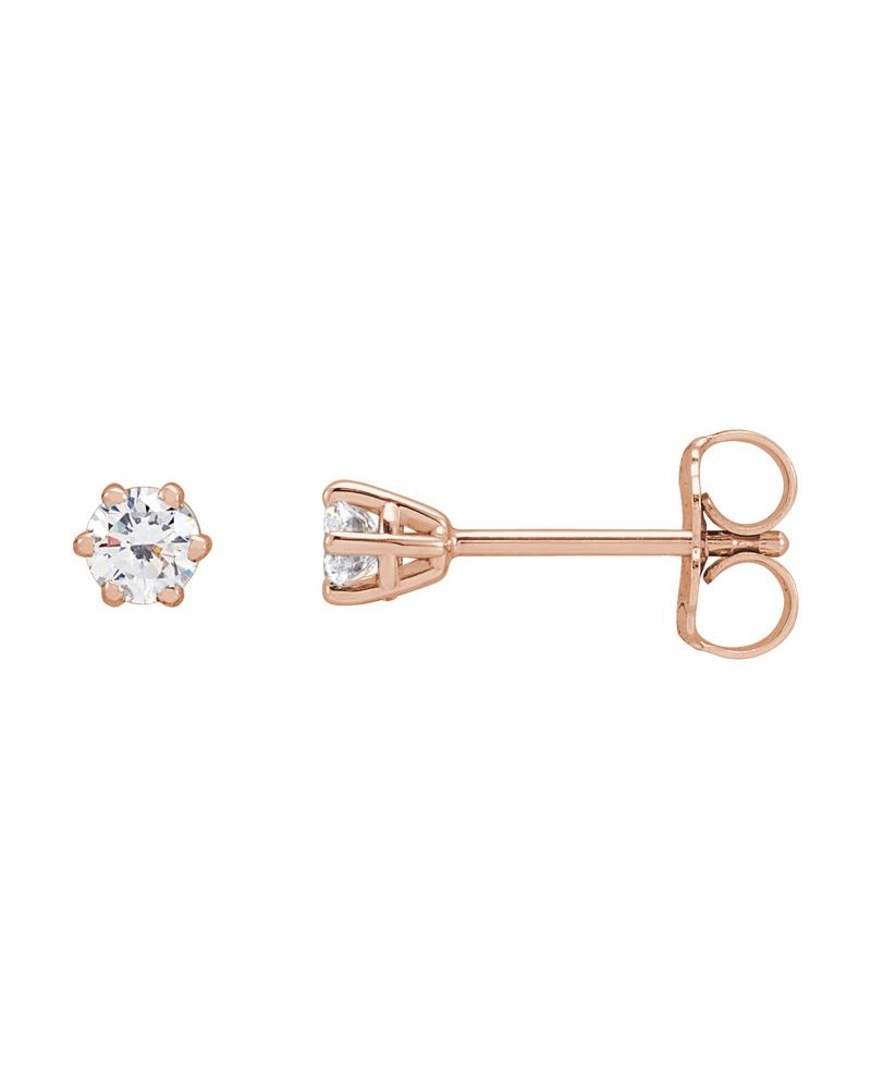 Brinco Ponto de Luz Redondo Seis Garras em Ouro 14k com Diamantes Naturais