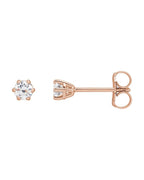 Brinco Ponto de Luz Redondo Seis Garras em Ouro 14k com Diamantes Naturais