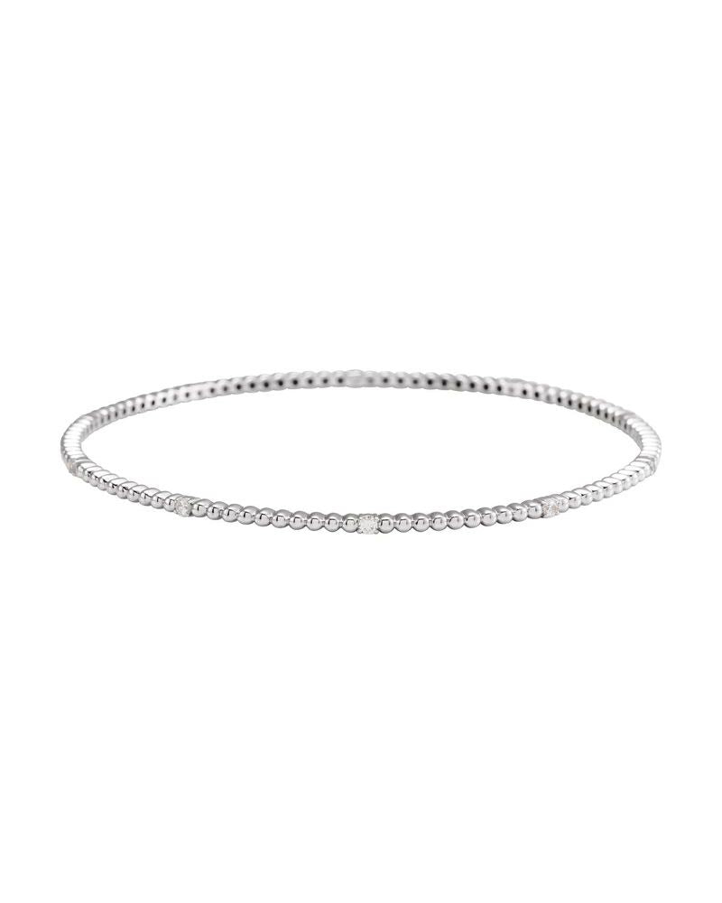 Bracelete Rígido Bolinhas Cravejado em Ouro 14k com Diamantes Naturais