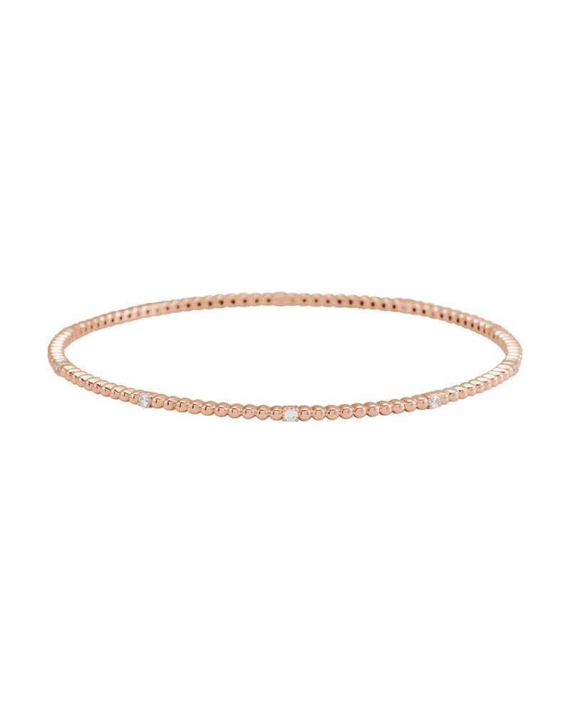 Bracelete Rígido Bolinhas Cravejado em Ouro 14k com Diamantes Naturais