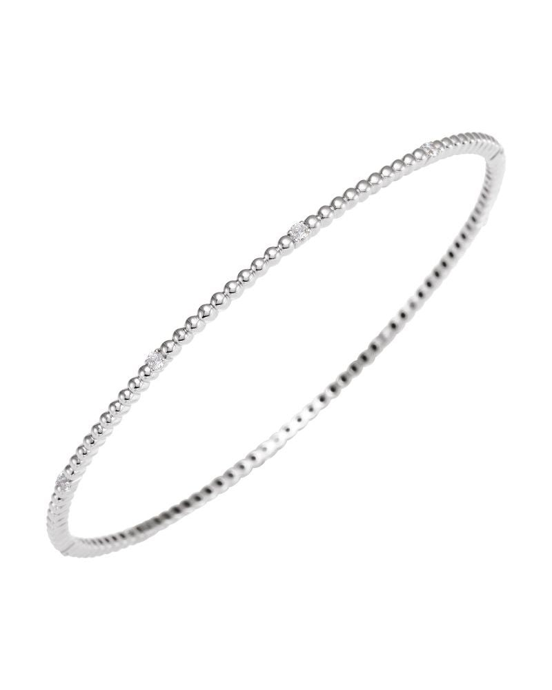 Bracelete Rígido Bolinhas Cravejado em Ouro 14k com Diamantes Naturais