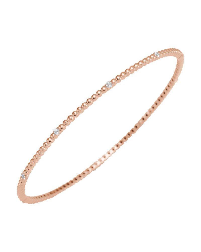 Bracelete Rígido Bolinhas Cravejado em Ouro 14k com Diamantes Naturais