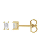 Brinco Ponto de Luz Baguete Quatro Garras em Ouro 14k com Diamantes de Laboratório