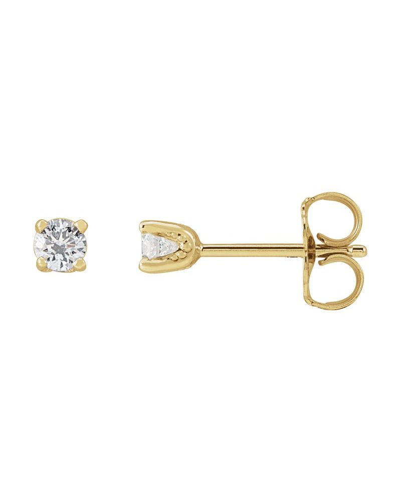 Brinco Ponto de Luz Redondo Quatro Garras em Ouro 14k com Diamantes de Laboratório – Modelo 2