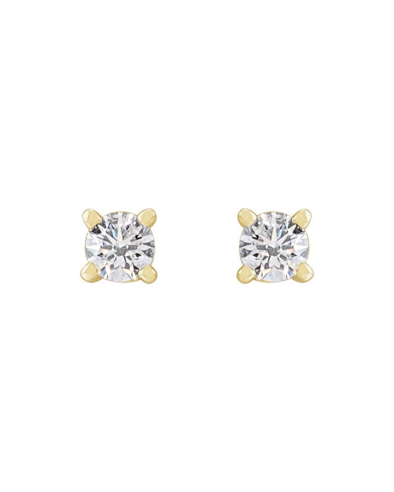 Brinco Ponto de Luz Redondo Quatro Garras em Ouro 14k com Diamantes de Laboratório – Modelo 2