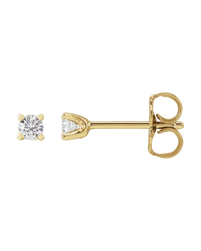 Brinco Ponto de Luz Redondo Quatro Garras em Ouro 14k com Diamantes de Laboratório – Modelo 2