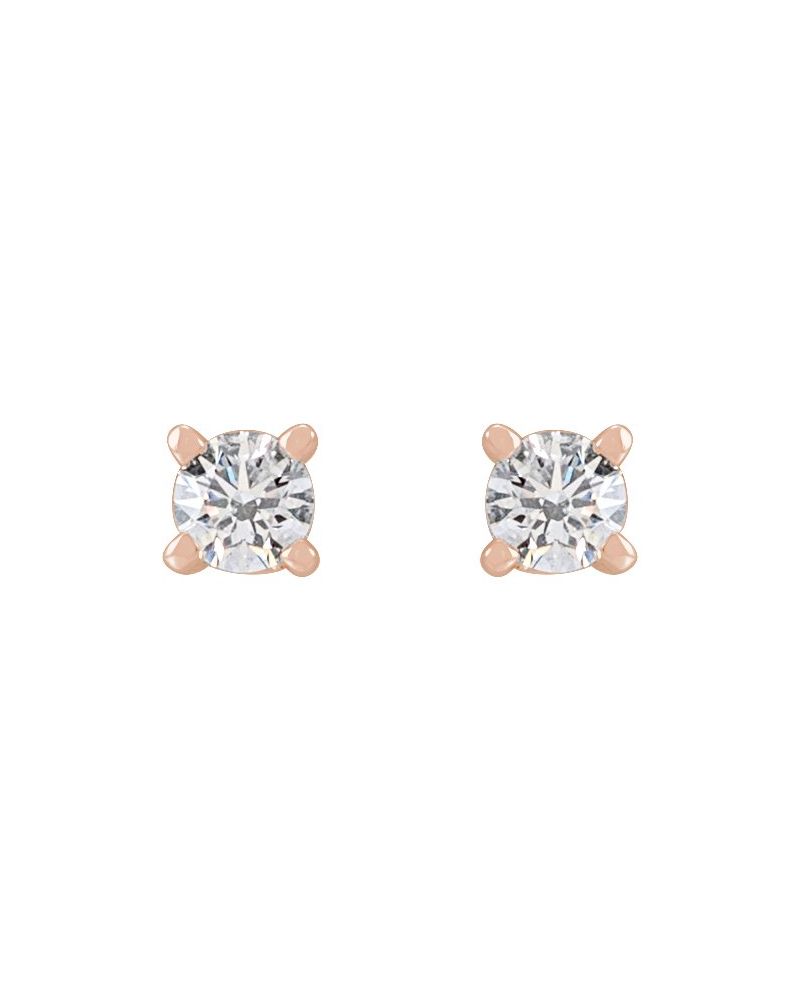 Brinco Ponto de Luz Redondo Quatro Garras em Ouro 14k com Diamantes de Laboratório – Modelo 2