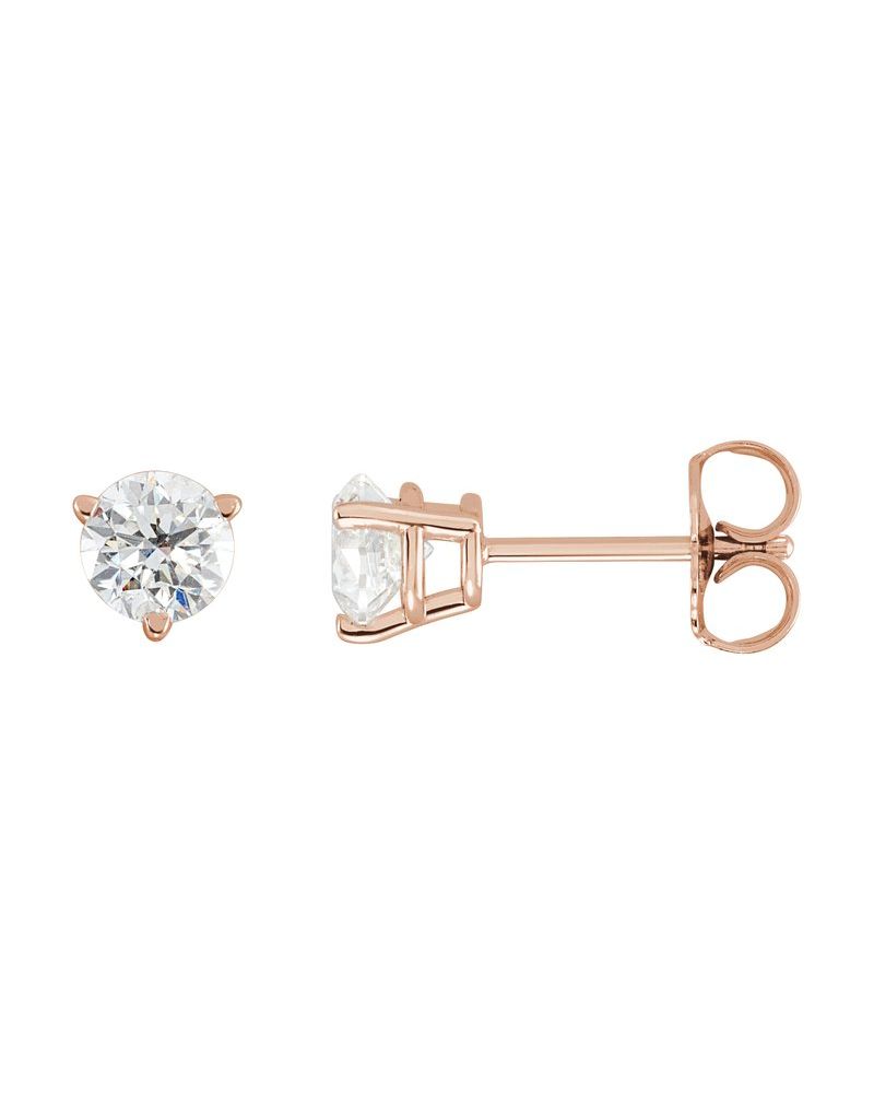 Brinco Ponto de Luz Redondo Três Garras em Ouro 14k com Diamantes de Laboratório