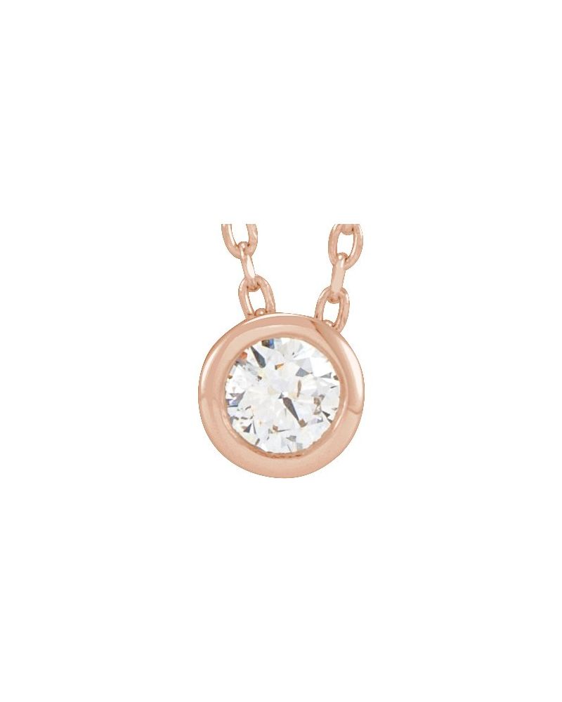 Colar Solitário com Cravação Bezel em Ouro 14k com Diamantes de Laboratório – Modelo 2