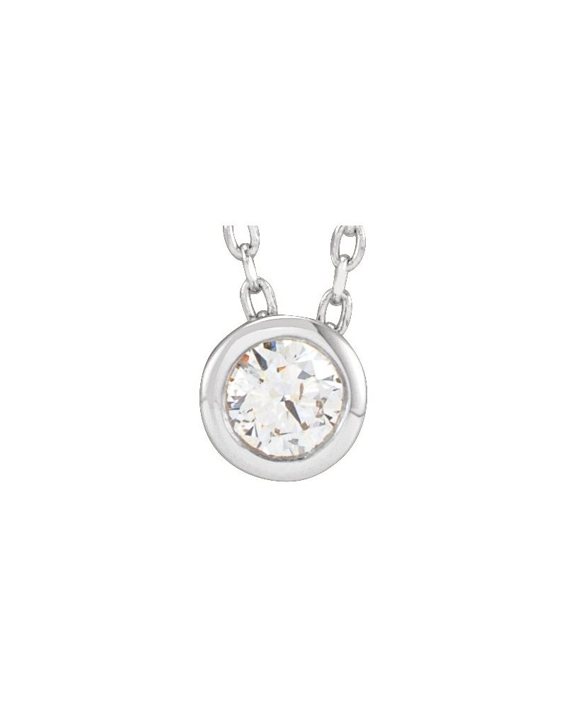 Colar Solitário com Cravação Bezel em Ouro 14k com Diamantes de Laboratório – Modelo 2