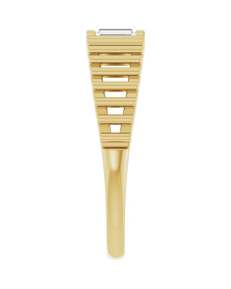 Anel Baguete Solitário em Ouro 14k com Diamantes Naturais