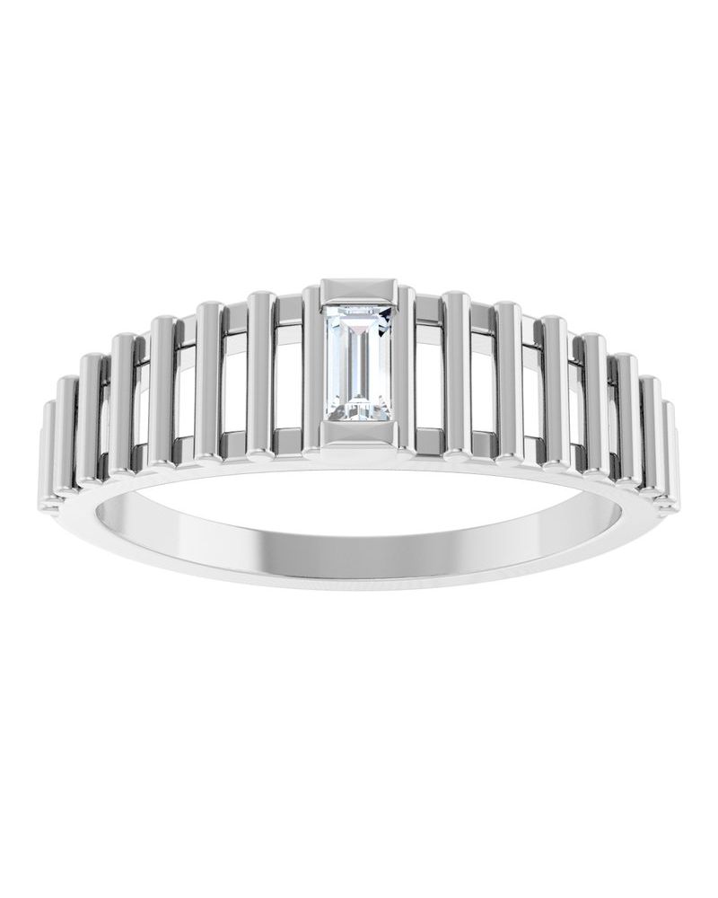 Anel Baguete Solitário em Ouro 14k com Diamantes Naturais