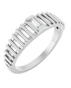 Anel Baguete Solitário em Ouro 14k com Diamantes Naturais