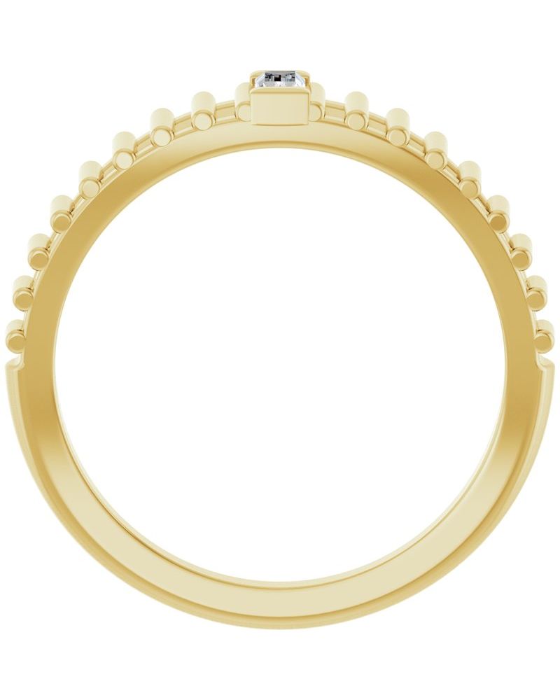 Anel Baguete Solitário em Ouro 14k com Diamantes Naturais