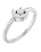 Anel Lua Crescente em Ouro 14k com Diamantes Naturais