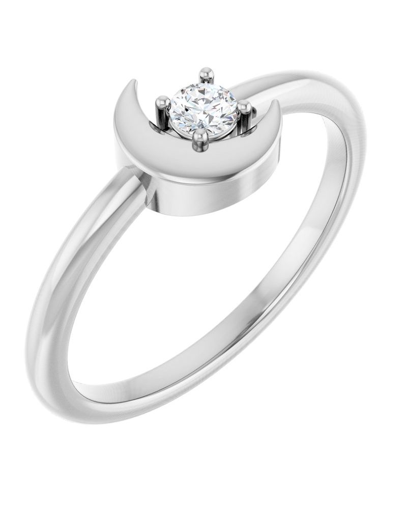 Anel Lua Crescente em Ouro 14k com Diamantes Naturais