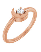Anel Lua Crescente em Ouro 14k com Diamantes Naturais