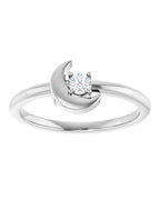 Anel Lua Crescente em Ouro 14k com Diamantes Naturais