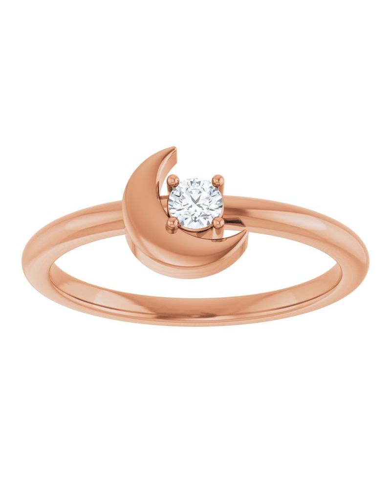 Anel Lua Crescente em Ouro 14k com Diamantes Naturais