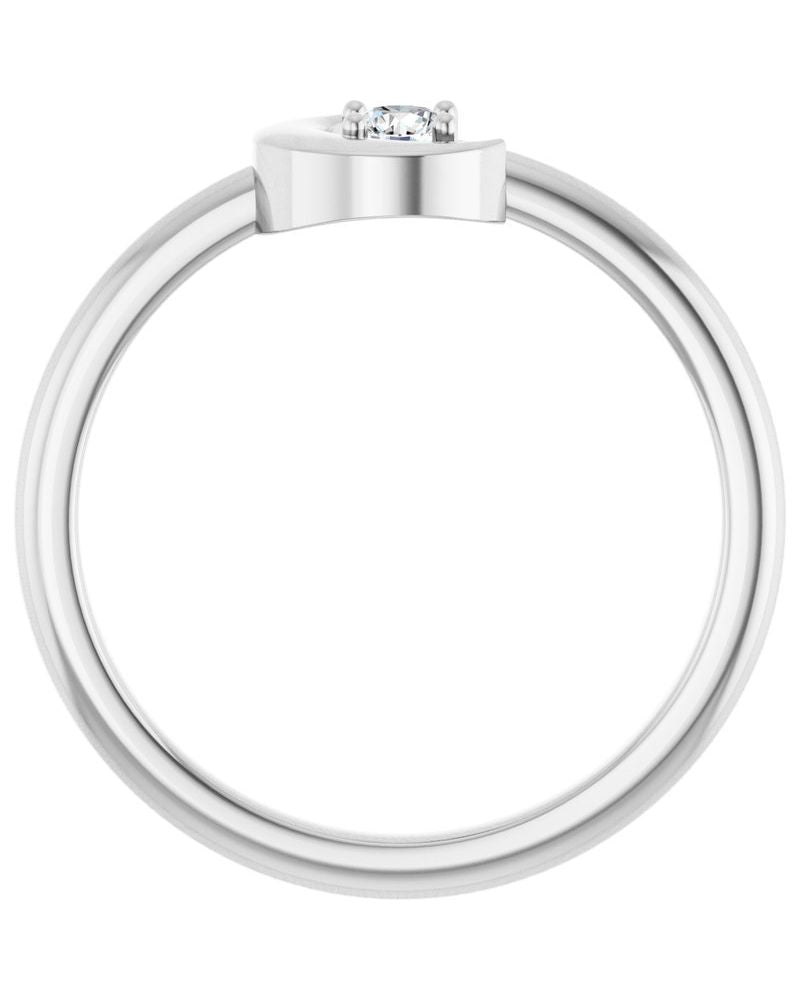 Anel Lua Crescente em Ouro 14k com Diamantes Naturais