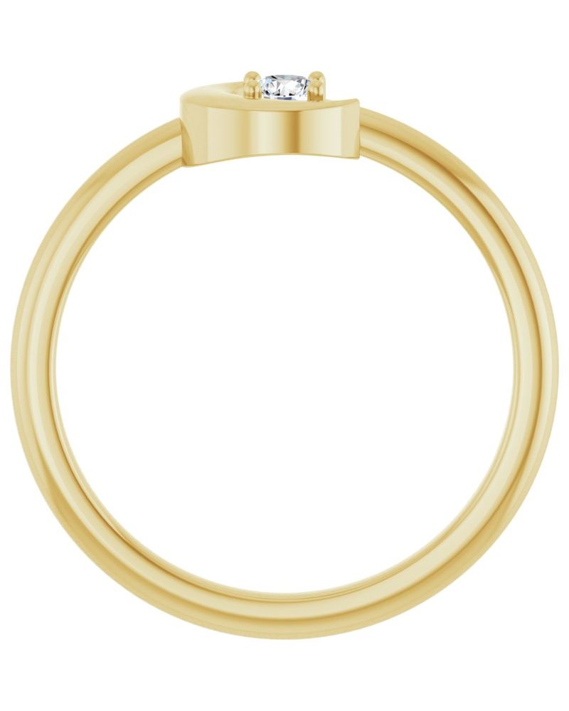 Anel Lua Crescente em Ouro 14k com Diamantes Naturais