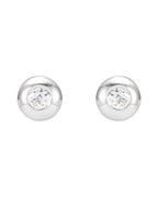 Brinco Ponto de Luz Redondo com Cravação Bezel em Ouro 14k com Diamantes Naturais