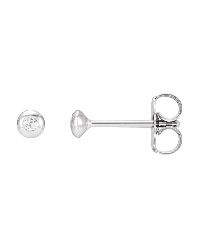 Brinco Ponto de Luz Redondo com Cravação Bezel em Ouro 14k com Diamantes Naturais