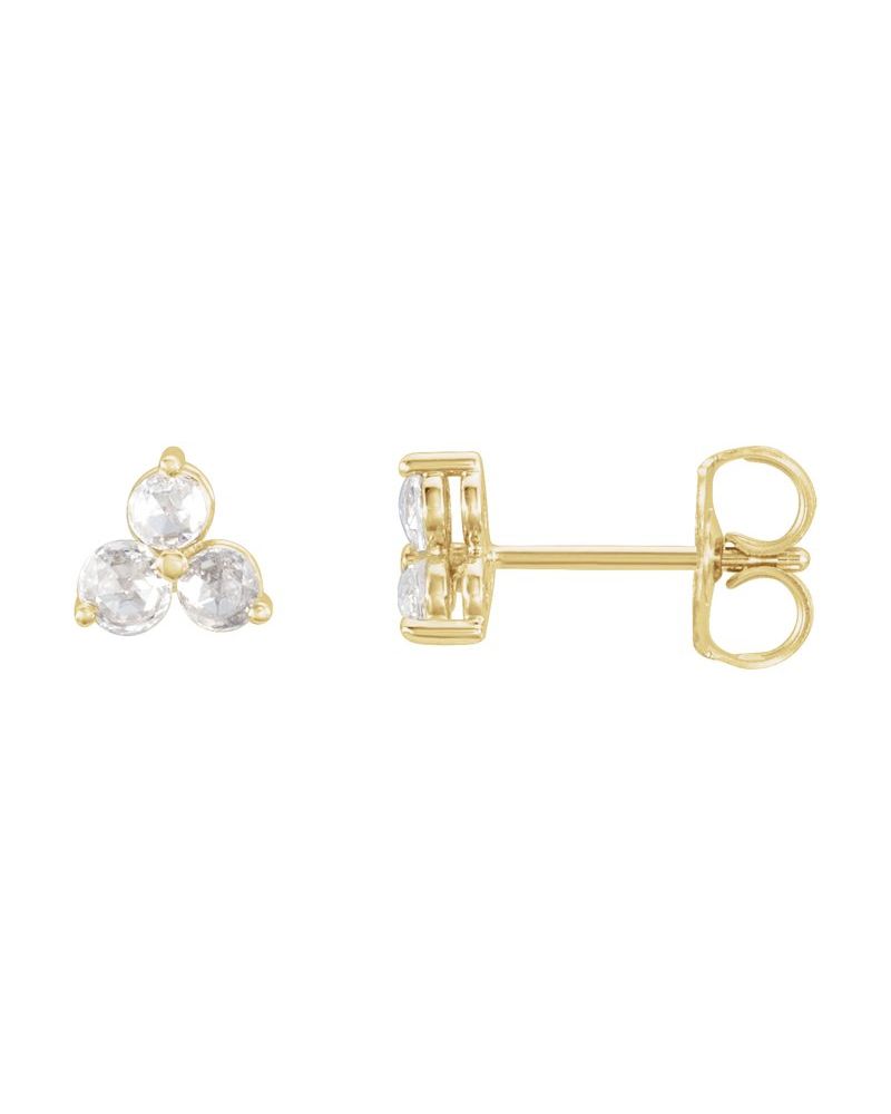 Brinco Redondo Três Pedras em Ouro 14k com Diamantes de Laboratório
